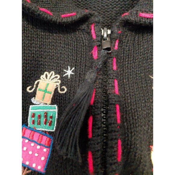 Vtg Christmas Sweater Vest Full Zip Grannycore Snowman Whimsical  XL Applique - Picture 10 of 11